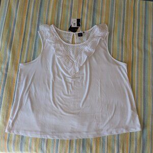 NEW Kaari Blue Curvy White Desert Oasis tank top 3X  New with tags!